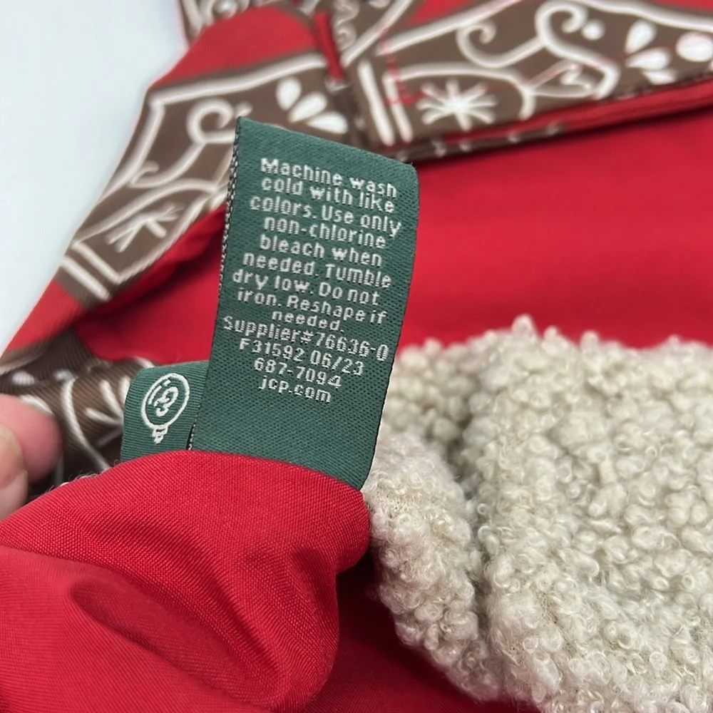 Paw & Tail Red Gingerbread Dog Vest with Tan Sherpa Fur Hook &‎ Loop Close Small